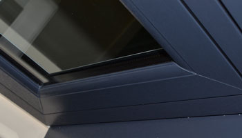 close up view of grey flush window
