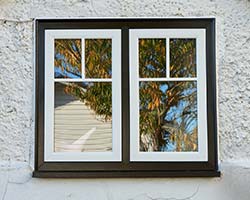 white flush windows in black frames